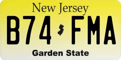 NJ license plate B74FMA