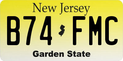 NJ license plate B74FMC