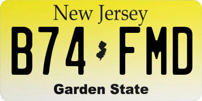 NJ license plate B74FMD