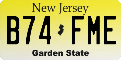 NJ license plate B74FME