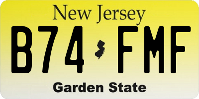 NJ license plate B74FMF