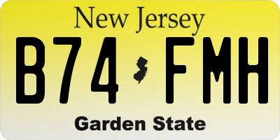 NJ license plate B74FMH