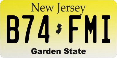 NJ license plate B74FMI