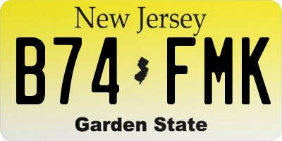 NJ license plate B74FMK