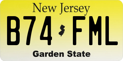 NJ license plate B74FML