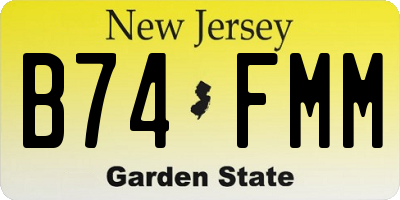 NJ license plate B74FMM