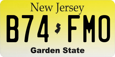 NJ license plate B74FMO