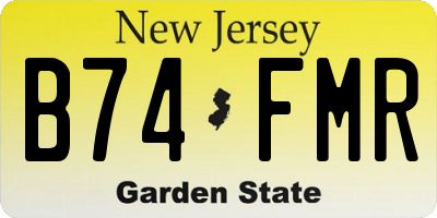 NJ license plate B74FMR