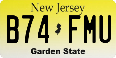 NJ license plate B74FMU