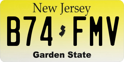 NJ license plate B74FMV