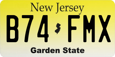 NJ license plate B74FMX