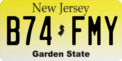 NJ license plate B74FMY