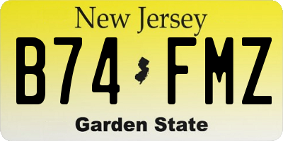 NJ license plate B74FMZ