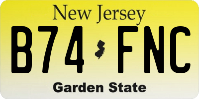 NJ license plate B74FNC