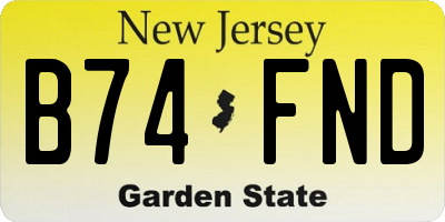 NJ license plate B74FND
