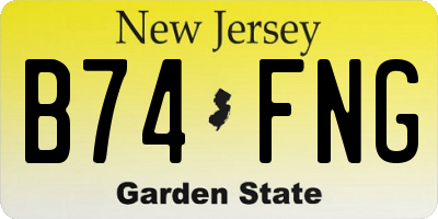 NJ license plate B74FNG