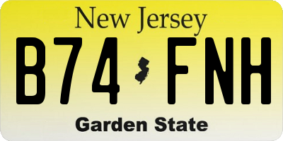 NJ license plate B74FNH