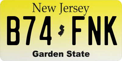 NJ license plate B74FNK