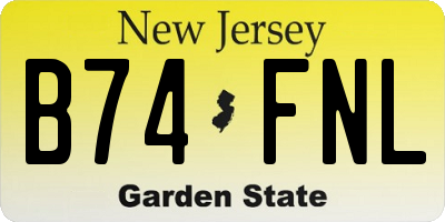 NJ license plate B74FNL