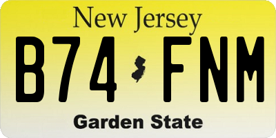 NJ license plate B74FNM