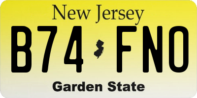 NJ license plate B74FNO