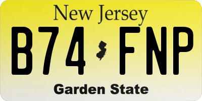 NJ license plate B74FNP