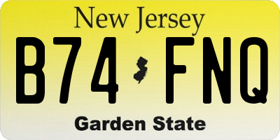 NJ license plate B74FNQ