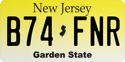 NJ license plate B74FNR