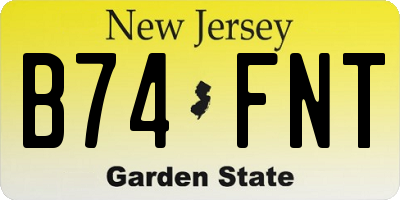 NJ license plate B74FNT