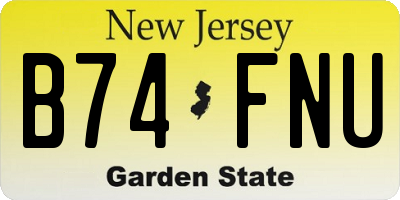NJ license plate B74FNU