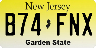 NJ license plate B74FNX