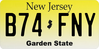 NJ license plate B74FNY