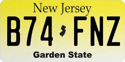 NJ license plate B74FNZ