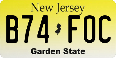 NJ license plate B74FOC