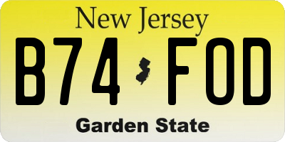 NJ license plate B74FOD