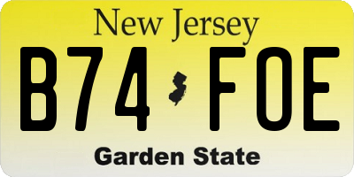 NJ license plate B74FOE