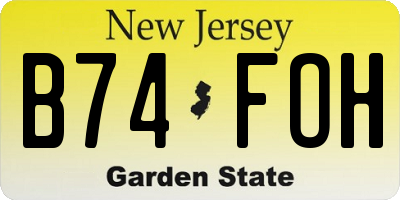NJ license plate B74FOH