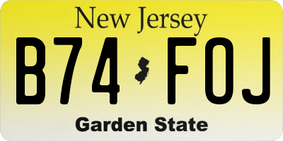 NJ license plate B74FOJ