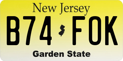 NJ license plate B74FOK