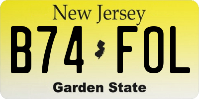 NJ license plate B74FOL