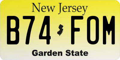 NJ license plate B74FOM