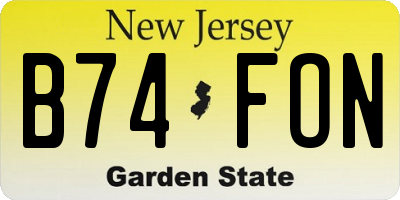 NJ license plate B74FON