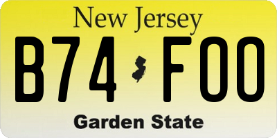 NJ license plate B74FOO