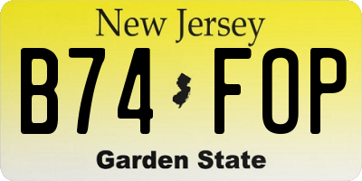 NJ license plate B74FOP
