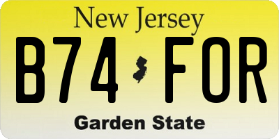 NJ license plate B74FOR