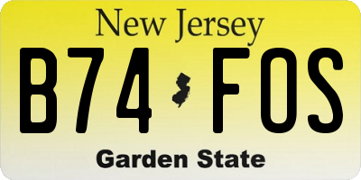 NJ license plate B74FOS
