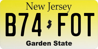 NJ license plate B74FOT