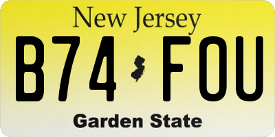 NJ license plate B74FOU