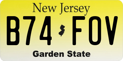 NJ license plate B74FOV