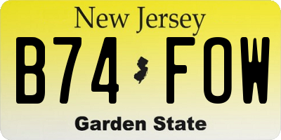 NJ license plate B74FOW
